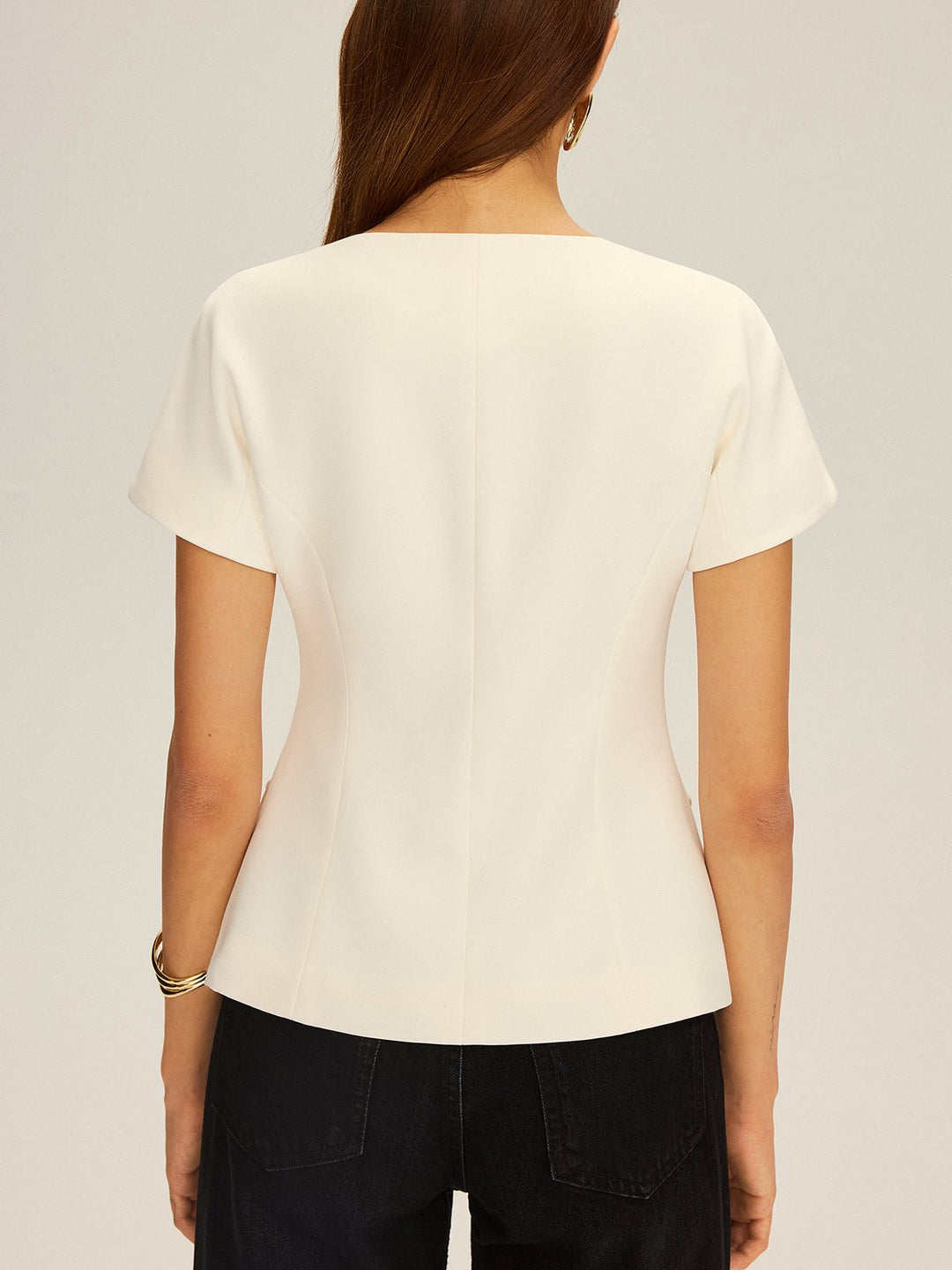 Double-Breasted Short-Sleeve Blazer