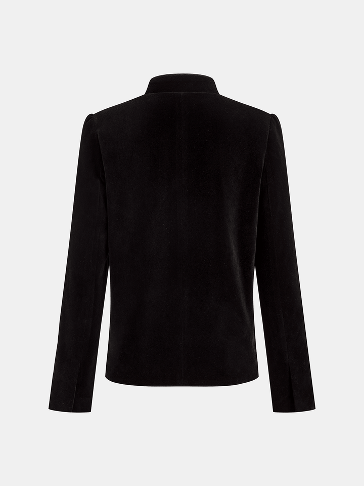 Velvet Stand Collar Blazer