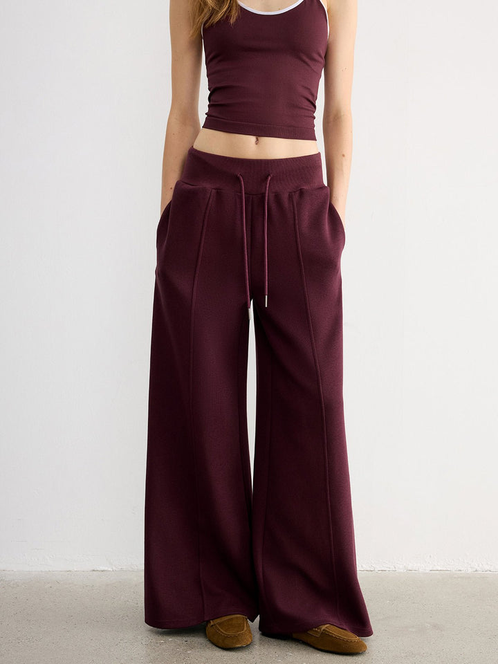 Drawstring Wide-Leg Knit Pants