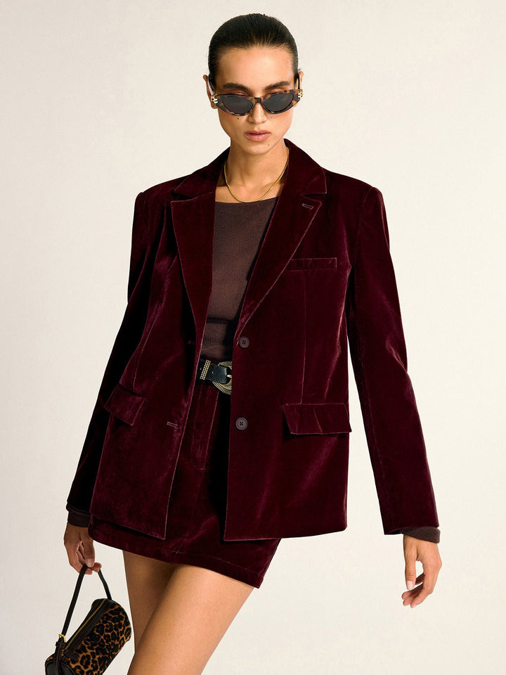 Velvet Shawl Collar Blazer