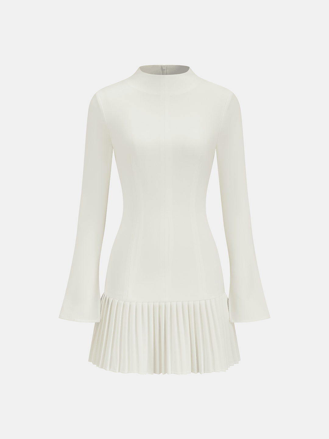 Pleated Hem Mock Neck Mini Dress