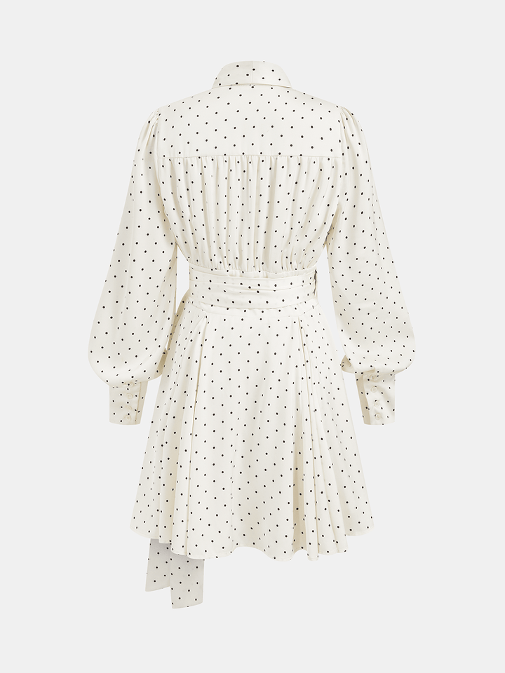 Polka Dot Wrap Tie Waist Mini Dress