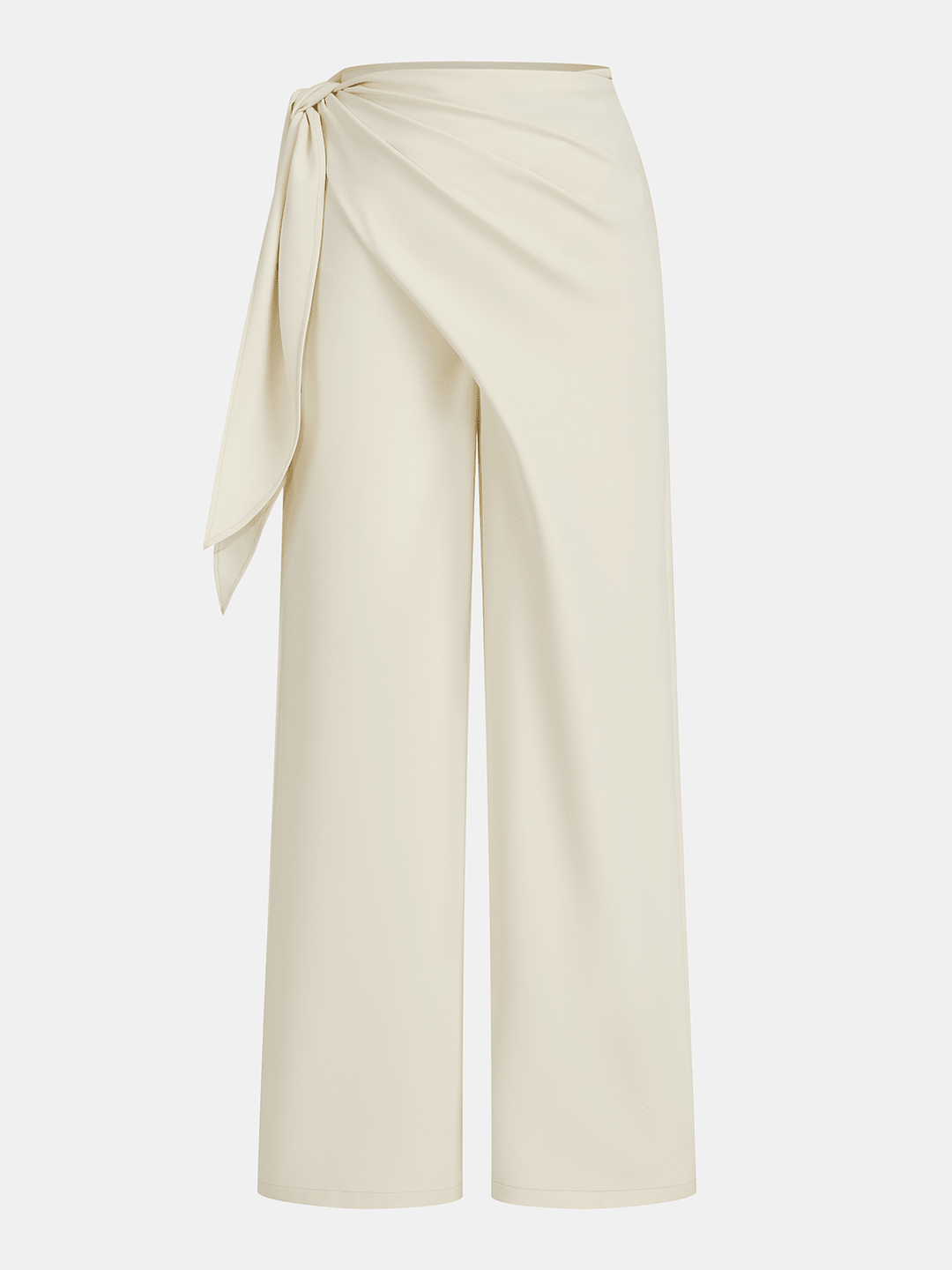 Draped Wrap Wide-Leg Pants