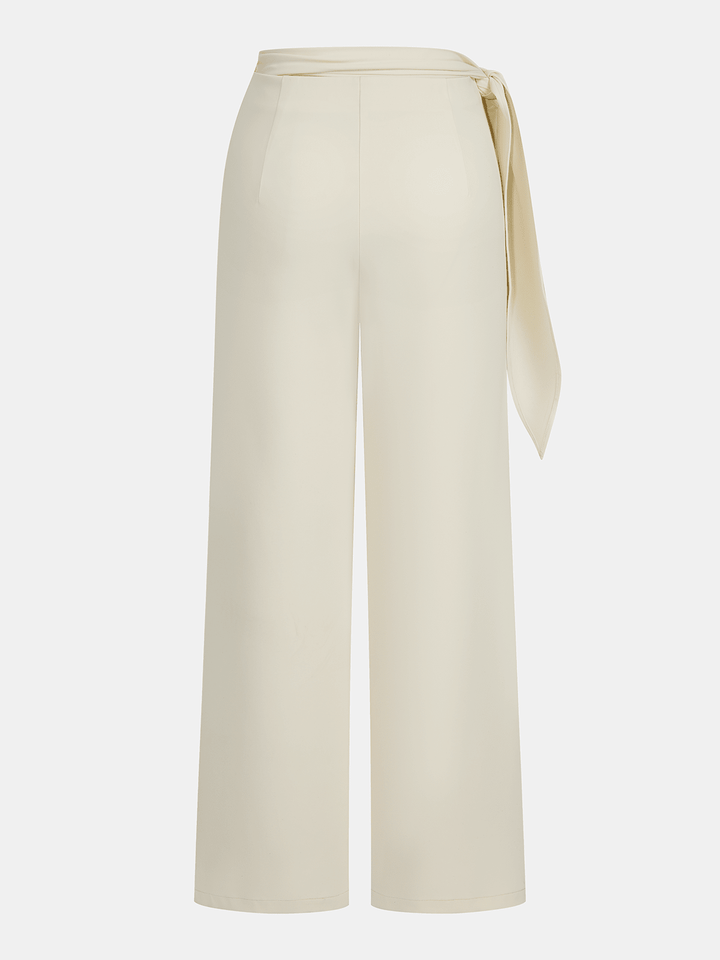 Draped Wrap Wide-Leg Pants