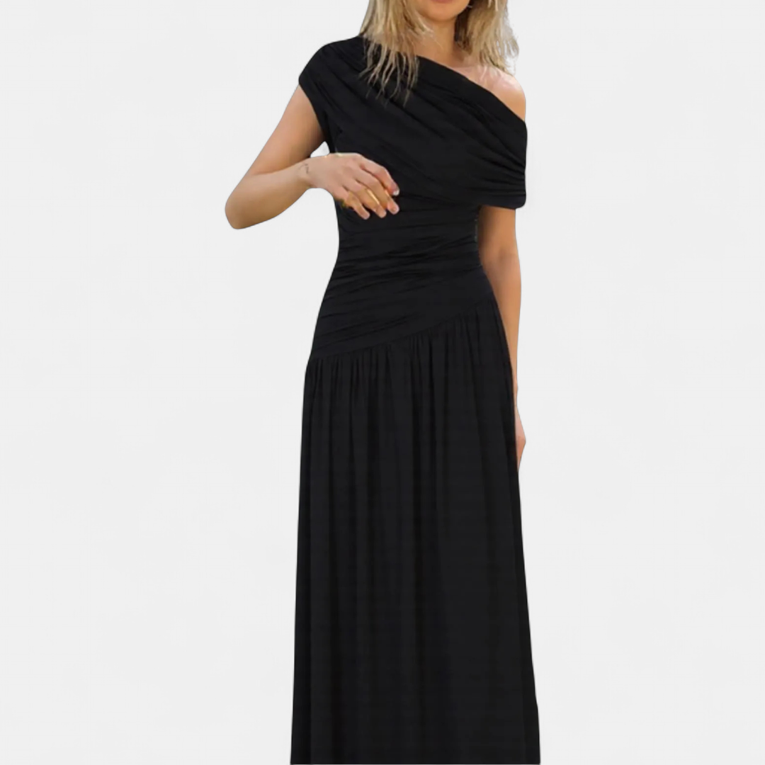 Roxanne – Asymmetric Pleated Solid Dress