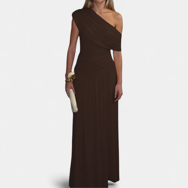 Roxanne – Asymmetric Pleated Solid Dress