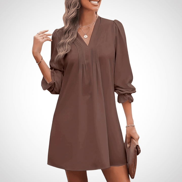 LUCINDA™ - Elegant Ruffled V-Neck Dress