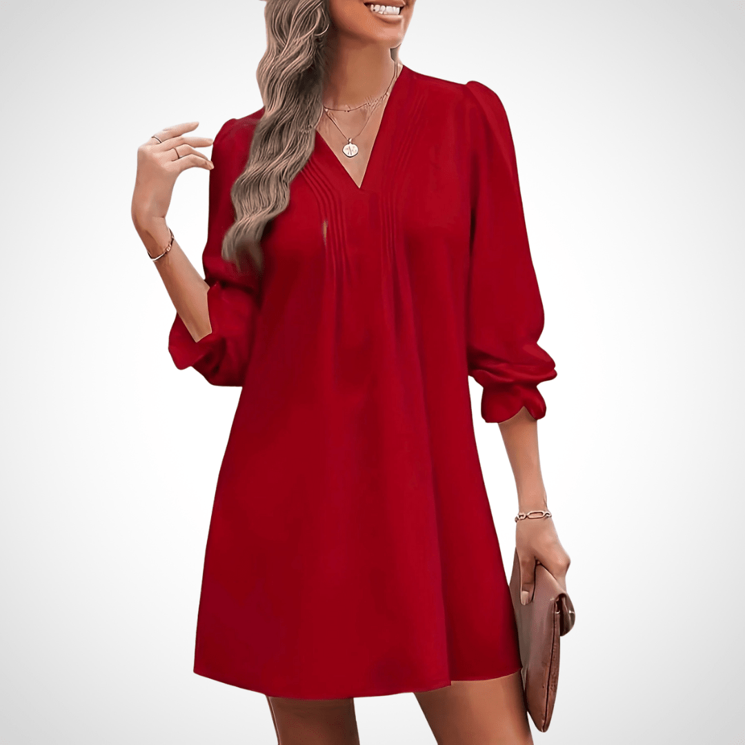 LUCINDA™ - Elegant Ruffled V-Neck Dress