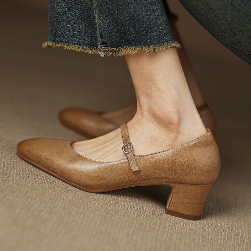 Corinne Leather Round-Toe Mary Jane