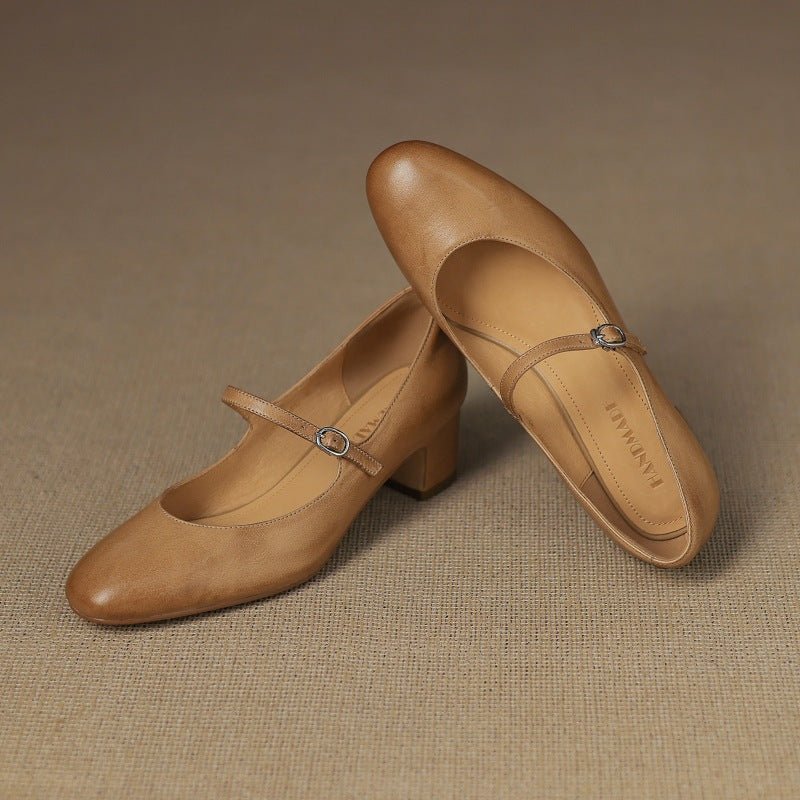 Corinne Leather Round-Toe Mary Jane