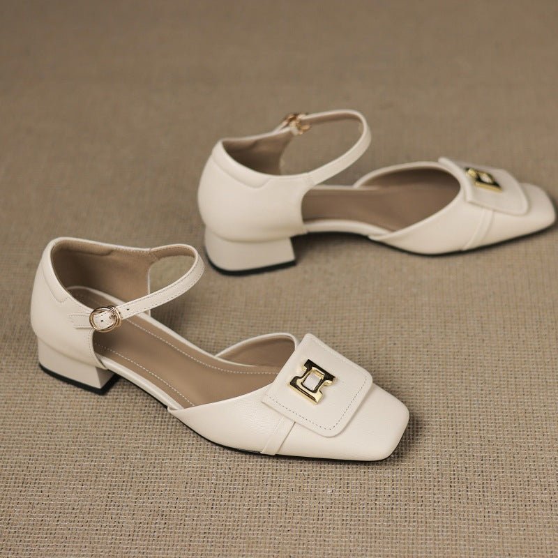 Elvane Buckle Leather Mary-Janes