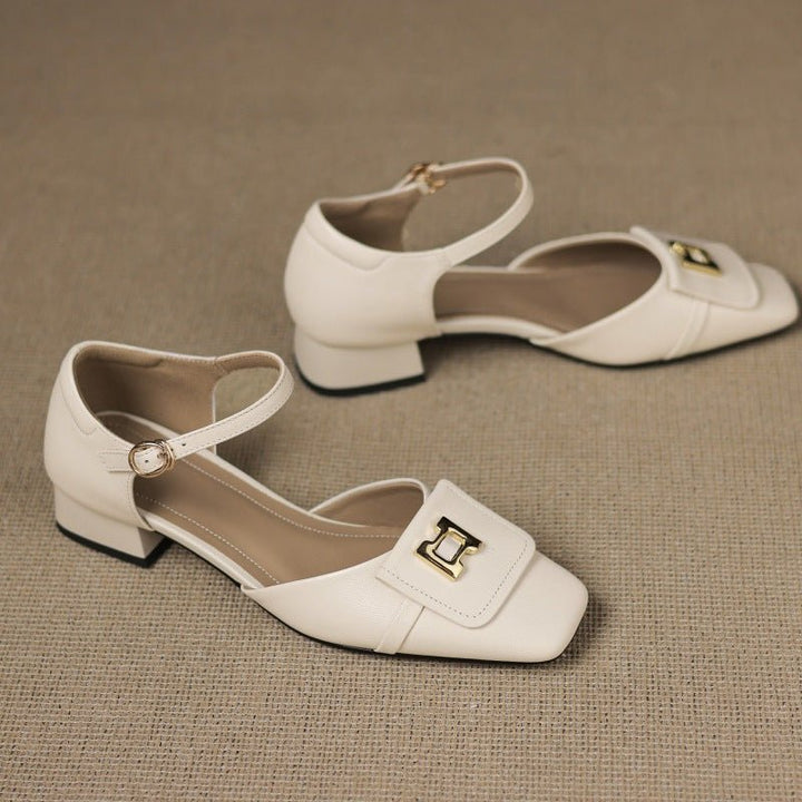 Elvane Buckle Leather Mary-Janes