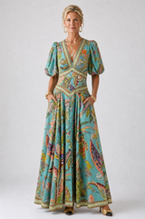 Bellthorne | Airy maxi dress with puff sleeves and V-neck