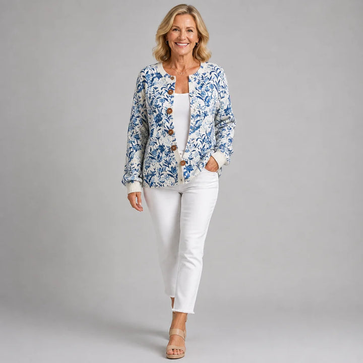 Vintage Floral Button-Front Cardigan for Women