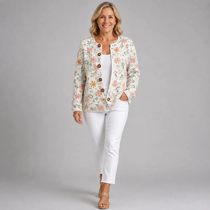 Vintage Floral Knit Cardigan for Women