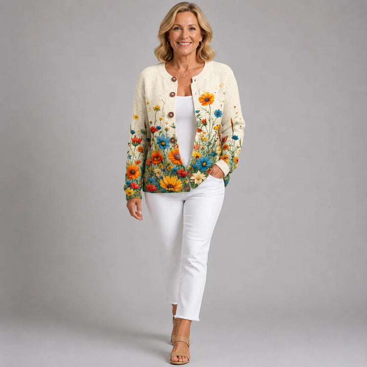 Vintage Floral Print Cardigan for Women