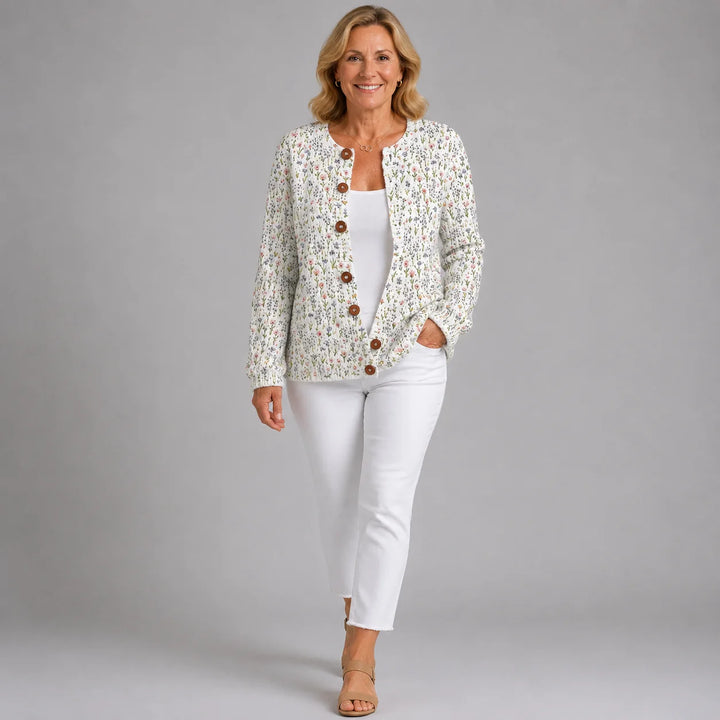 Vintage Floral Knit Cardigan for Women