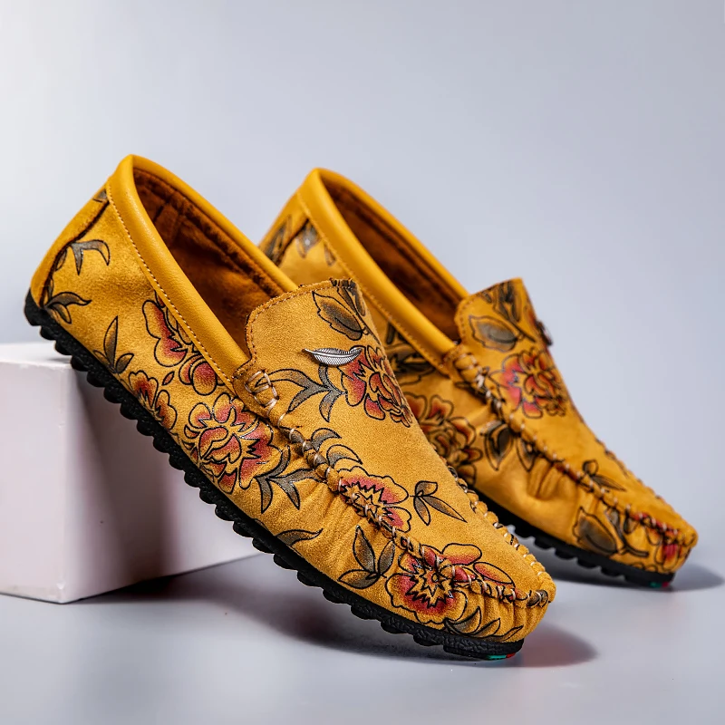 Leather Loafers with Flowers