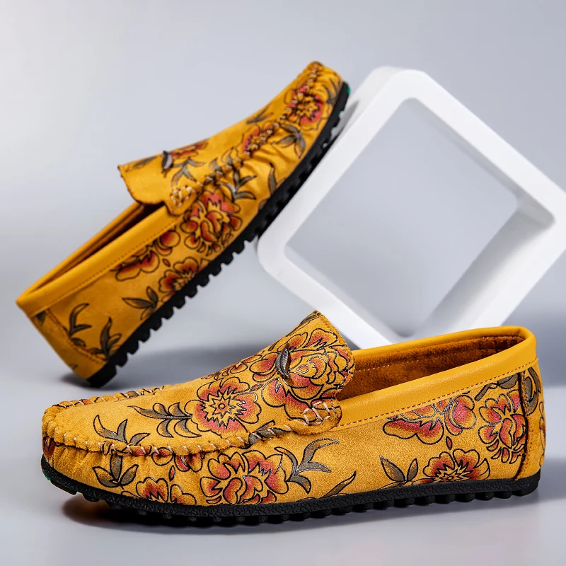 Leather Loafers with Flowers