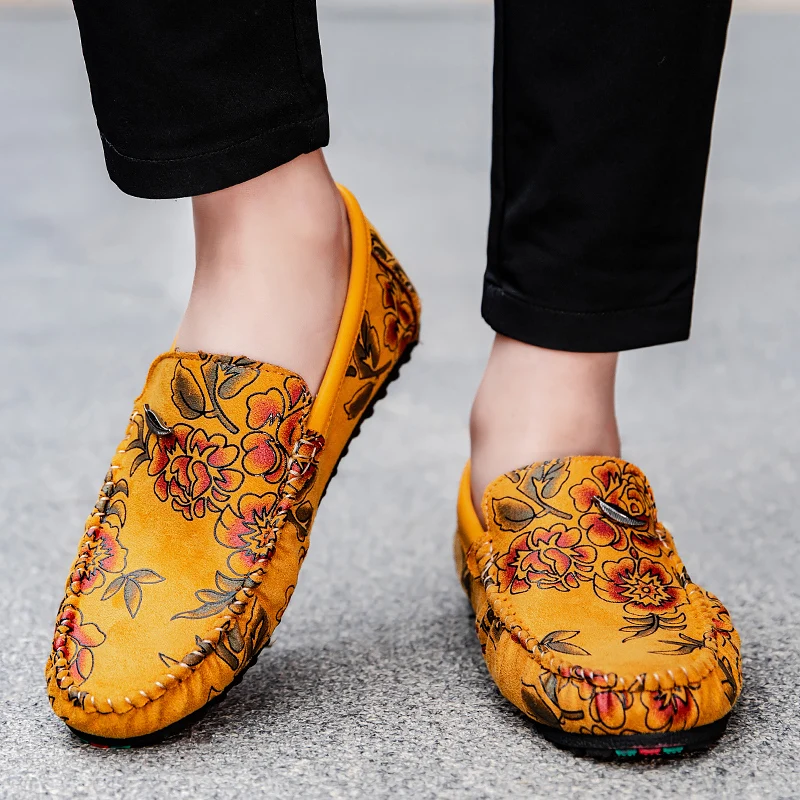 Leather Loafers with Flowers