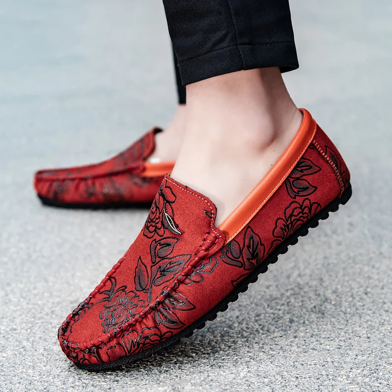 Leather Loafers with Flowers