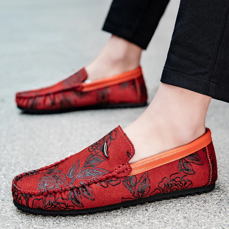 Leather Loafers with Flowers