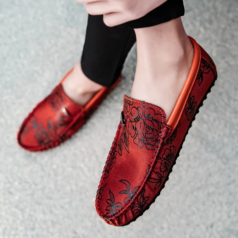 Leather Loafers with Flowers