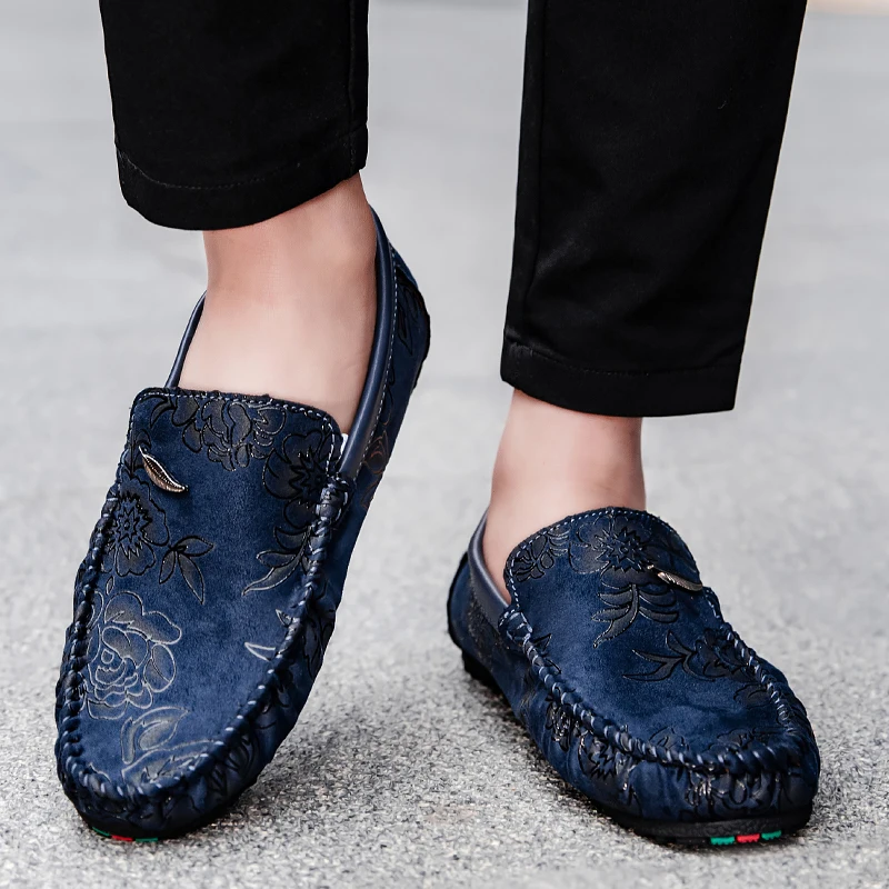 Leather Loafers with Flowers