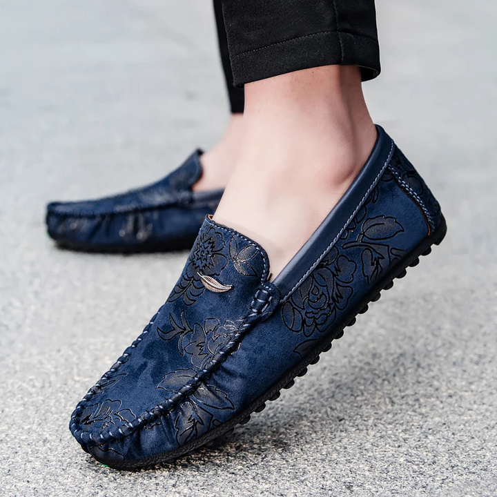 Leather Loafers with Flowers