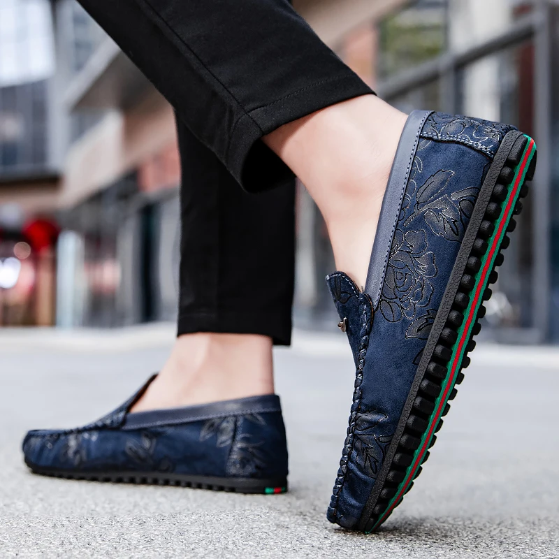 Leather Loafers with Flowers