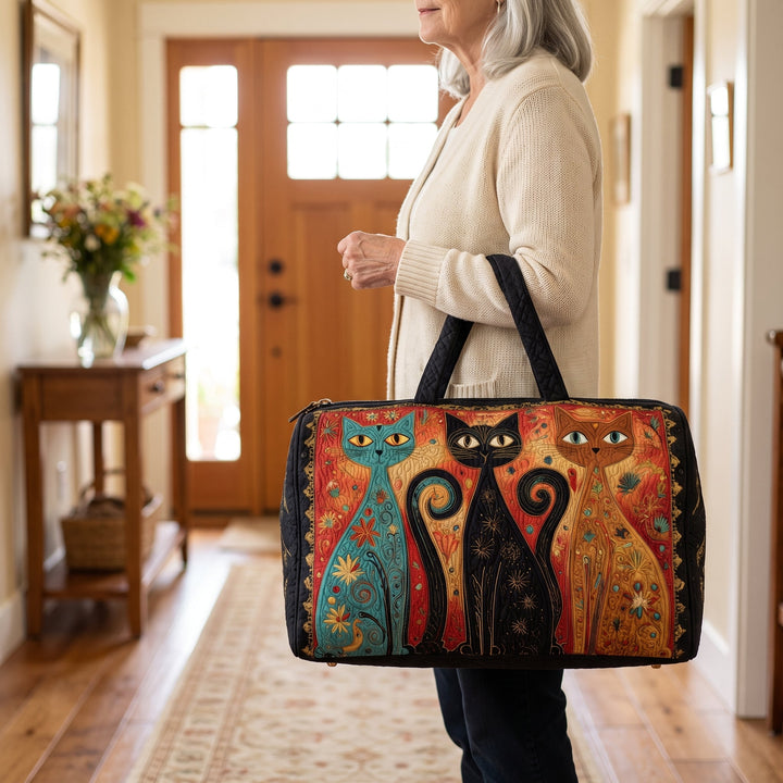 Enchanted Cats Trio Quilted Duffle Bag