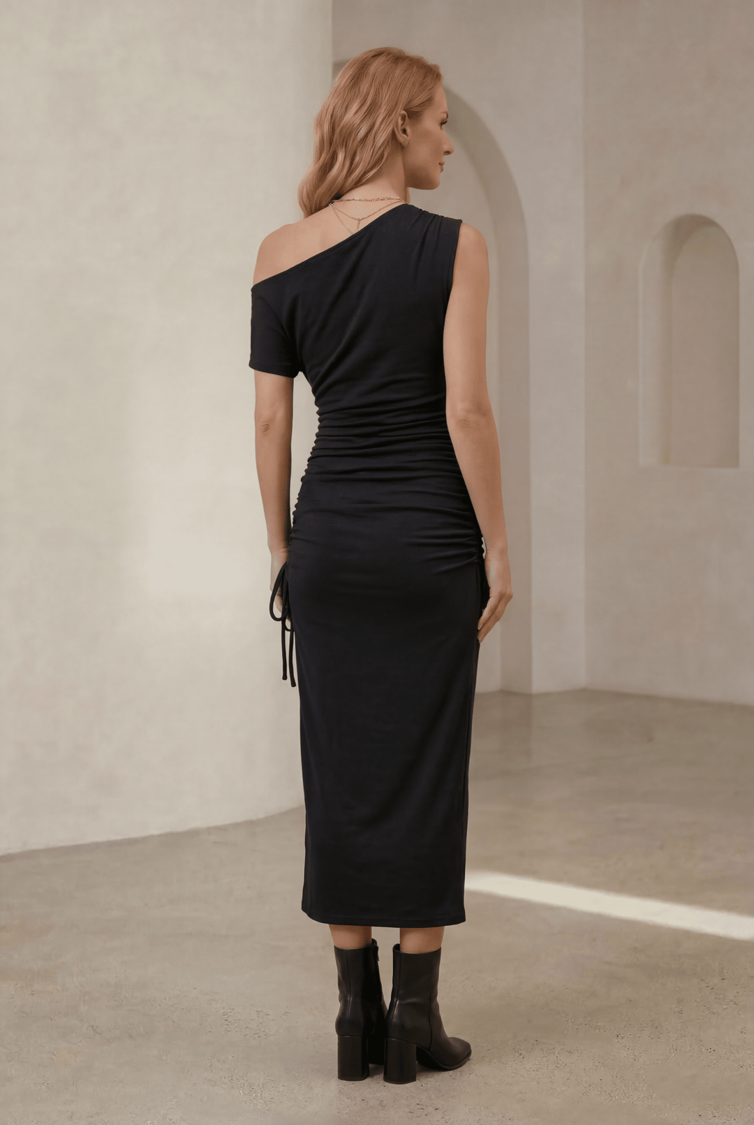 Sadie | One-Shoulder Satin Dress