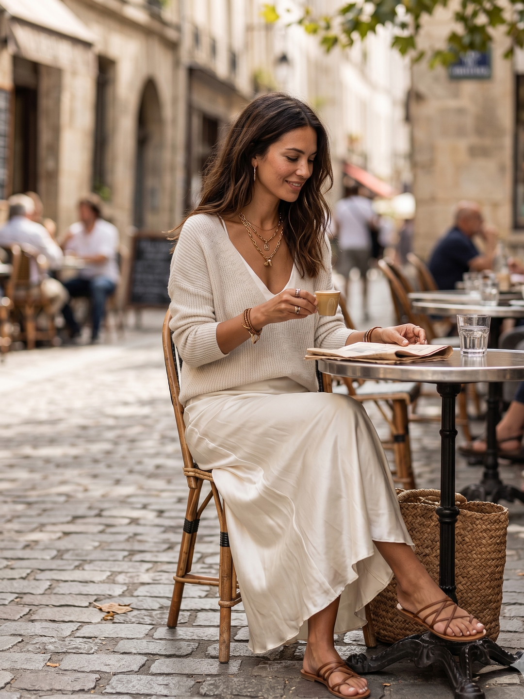 Elena™ | Satin Midi Dress with Matching Sweater