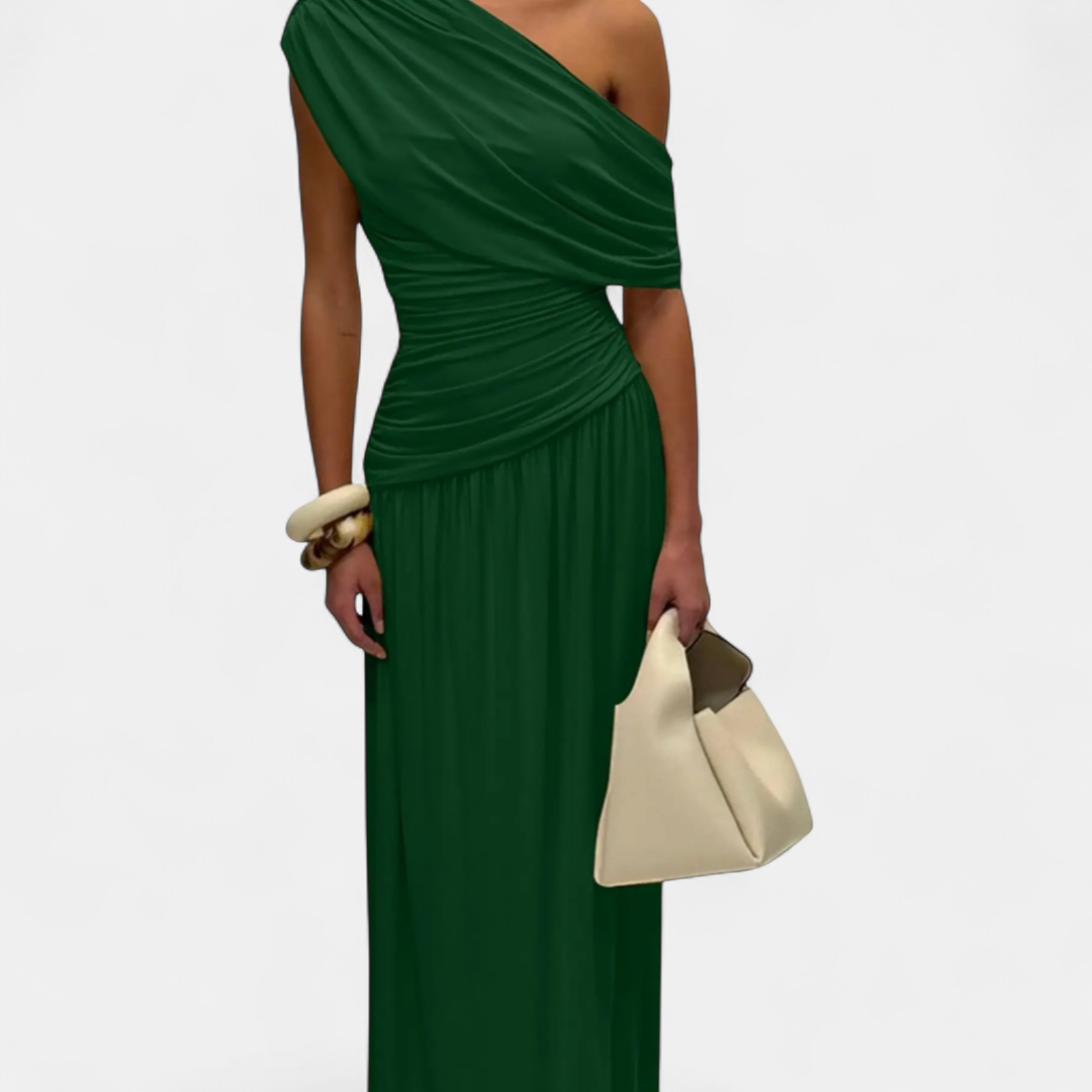 Roxanne – Asymmetric Pleated Solid Dress
