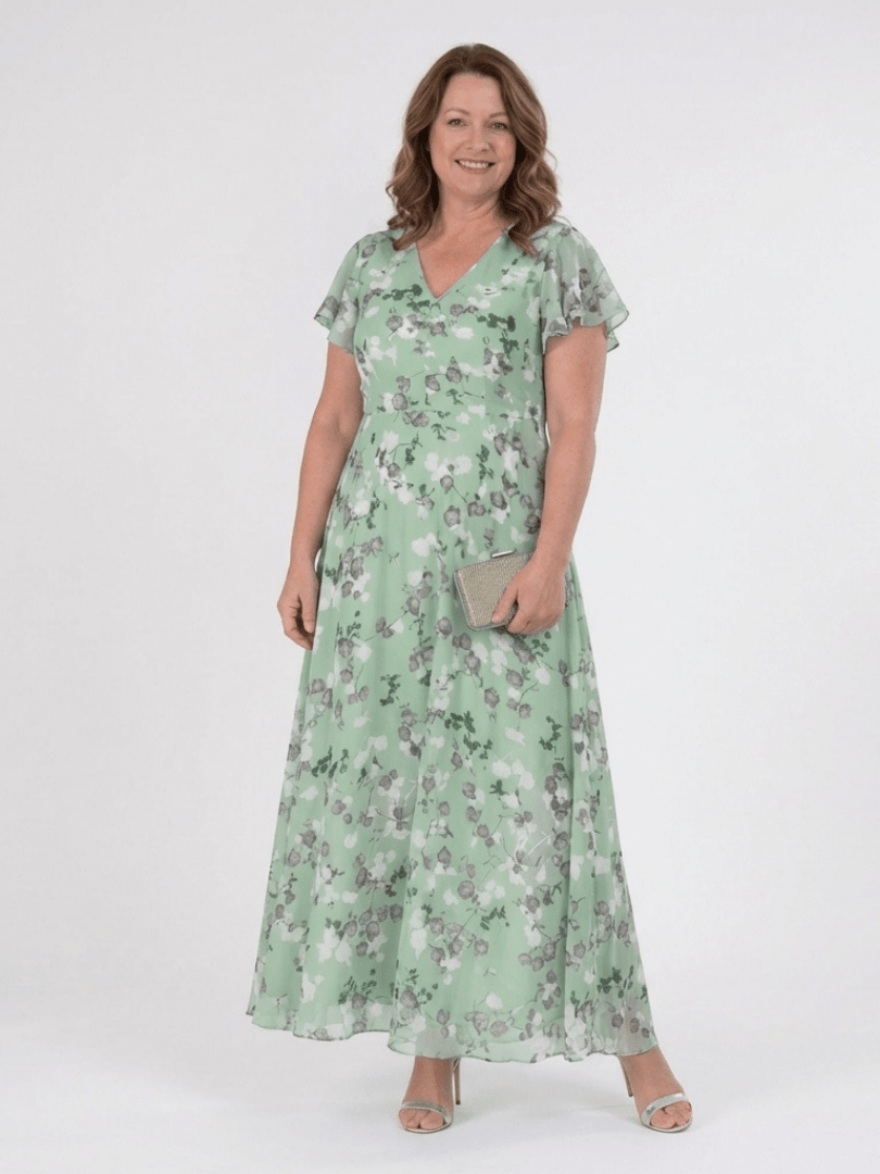 ISMERIA™ | Floral Chiffon Maxi Dress