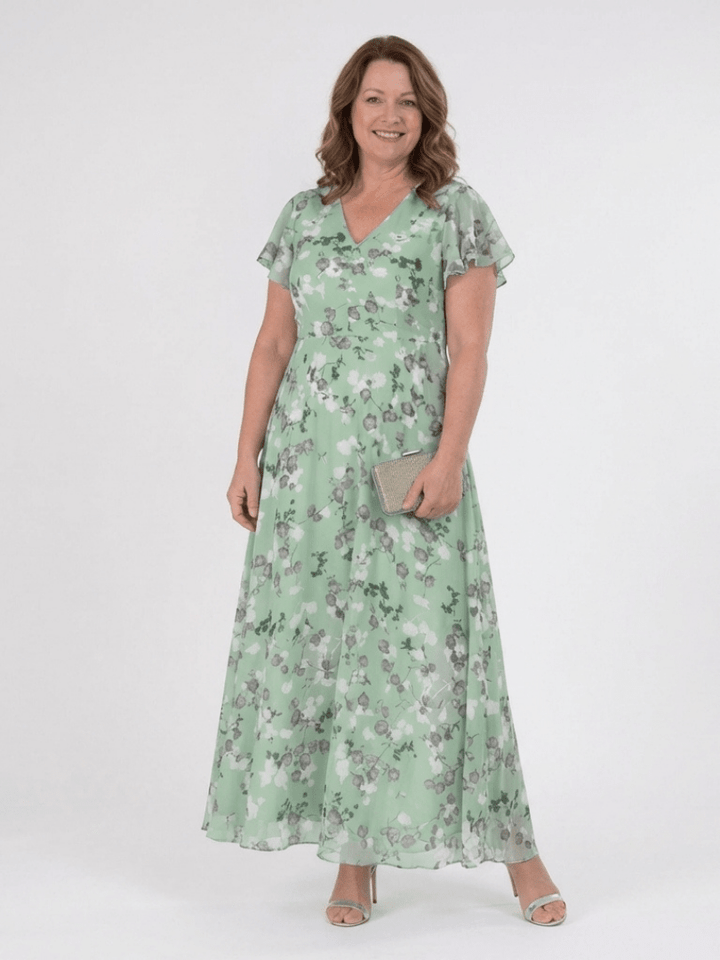 ISMERIA™ | Floral Chiffon Maxi Dress