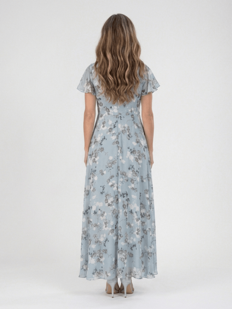 ISMERIA™ | Floral Chiffon Maxi Dress