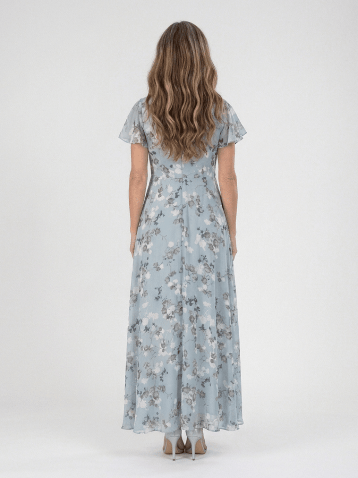ISMERIA™ | Floral Chiffon Maxi Dress