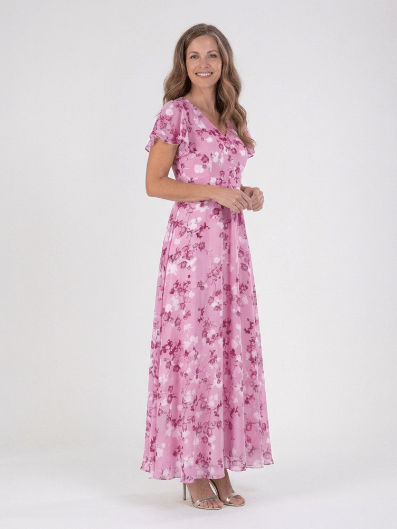 ISMERIA™ | Floral Chiffon Maxi Dress
