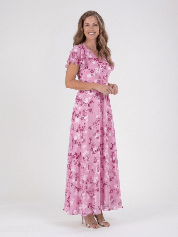 ISMERIA™ | Floral Chiffon Maxi Dress