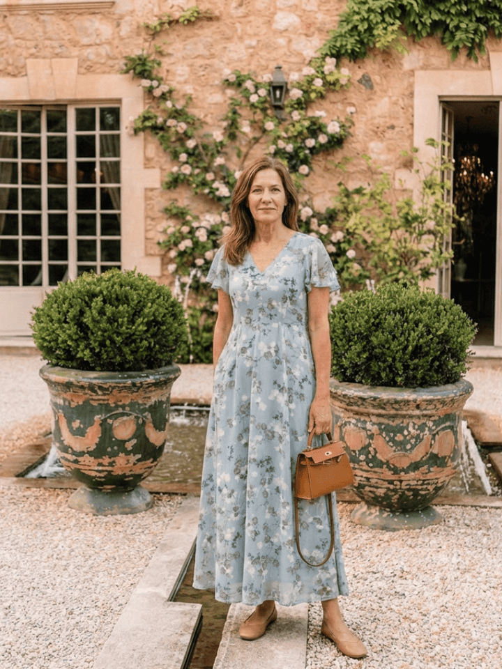 ISMERIA™ | Floral Chiffon Maxi Dress