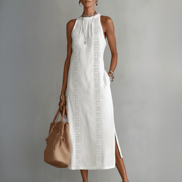 JIMENA | Midi Dress with a Mandarin Collar