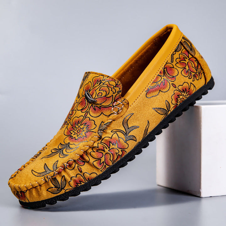 Leather Loafers with Flowers