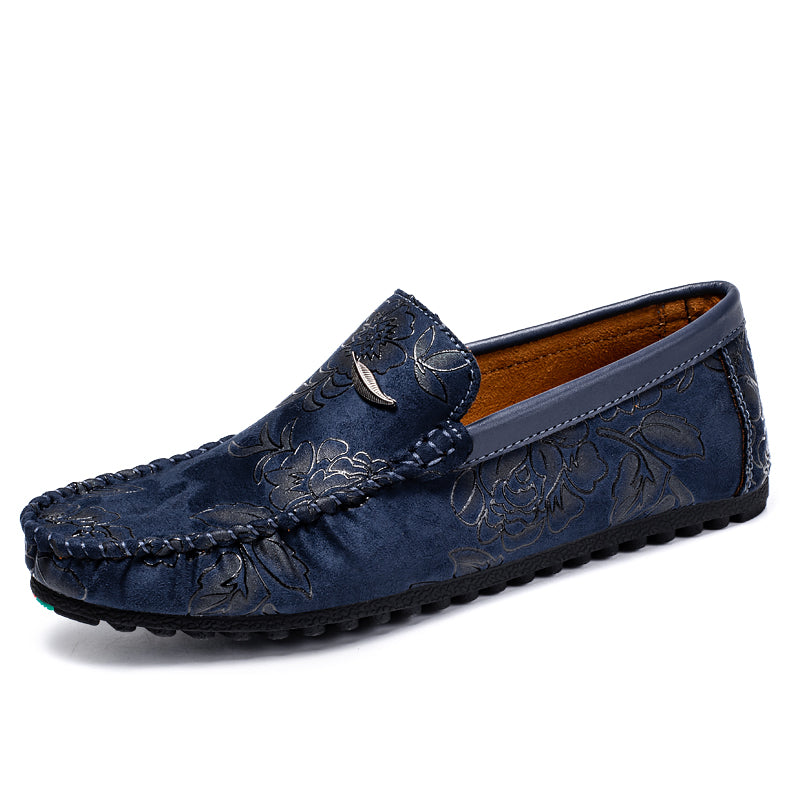 Leather Loafers with Flowers