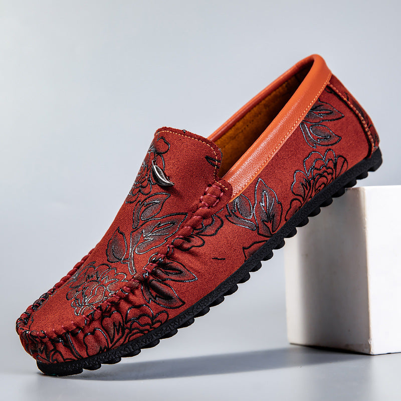 Leather Loafers with Flowers
