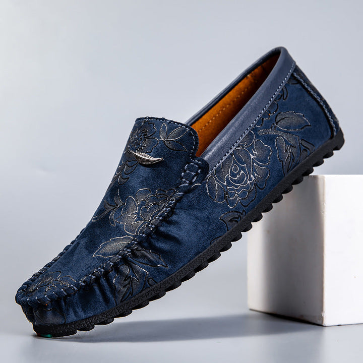 Leather Loafers with Flowers