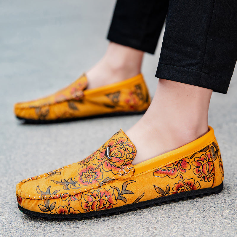 Leather Loafers with Flowers