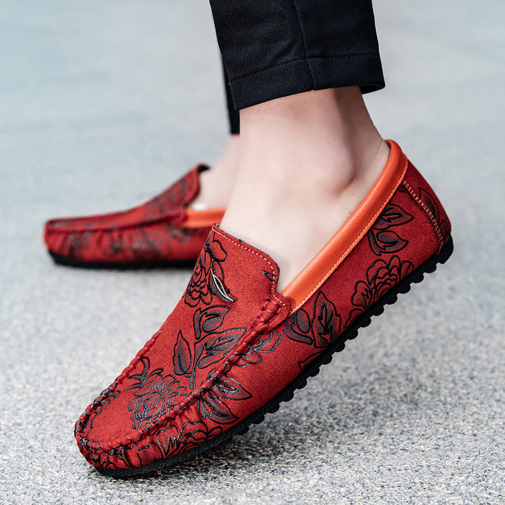 Leather Loafers with Flowers