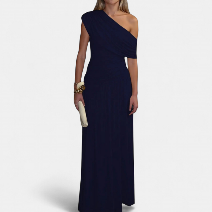 Roxanne – Asymmetric Pleated Solid Dress