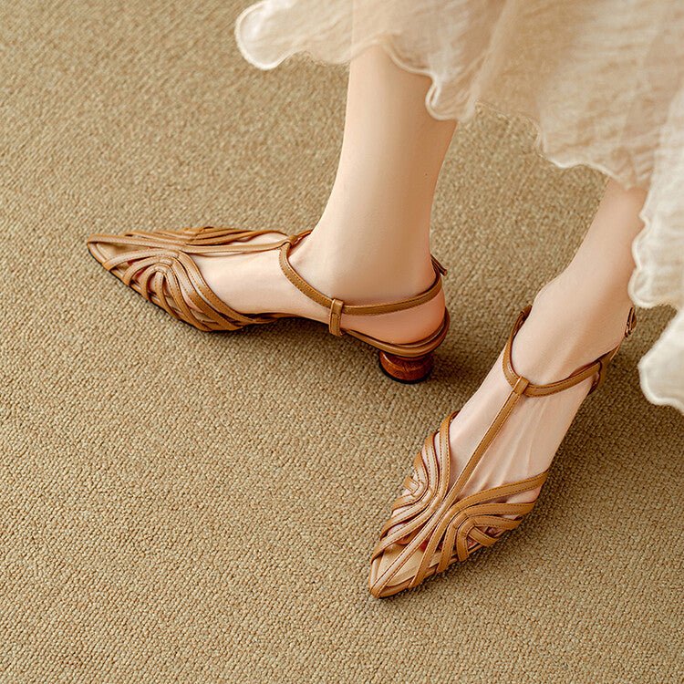 Elowen T-Strap Leather Heels